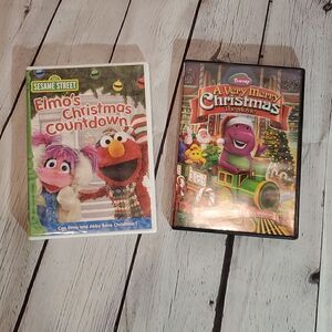 Preschooler Sesame Street and Barney Christmas DVDs